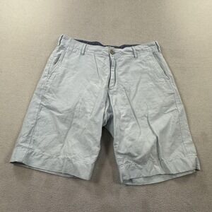 Faherty Malibu Shorts Mens 32 Light Blue Linen Cotton Chino 9" Casual Beach